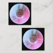 Blue metallic vinyl record disk dj productie vierkante visitekaartje (Voorkant / Achterkant)