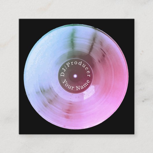 Blue metallic vinyl record disk dj productie vierkante visitekaartje (Voorkant)