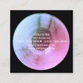 Blue metallic vinyl record disk dj productie vierkante visitekaartje (Achterkant)