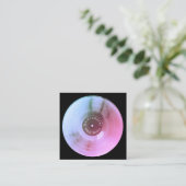 Blue metallic vinyl record disk dj productie vierkante visitekaartje (Staand voorkant)