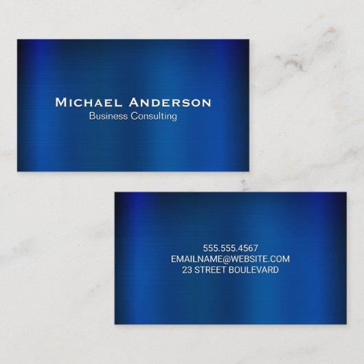 Blue Metallic Visitekaartje (Voorkant / Achterkant)