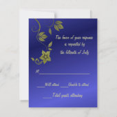 Blue Metallic Wedding Response Card RSVP Kaartje (Achterkant)
