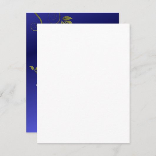 Blue Metallic Wedding Response Card RSVP Kaartje (Voorkant / Achterkant)