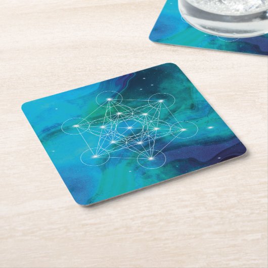Blue Métatron, sacred geometric Kartonnen Onderzetters (Schuin)