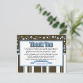 Blue Metro Baby shower Bedankt Briefkaart (Staand voorkant)