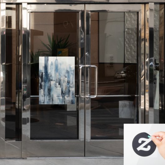 Blue Metropolis Raamsticker (Kantoordeur)