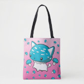 Blue Mewshroom Kitty Cat Mushroom Bag Tote Bag (Voorkant)