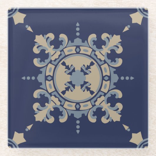 Blue Mexican design Coaster Glazen Onderzetter (Voorkant)