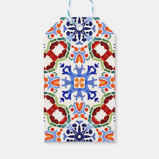 Blue Mexican kleurrijke tegels vrijgezellenfeest g Cadeaulabel (Achterkant)