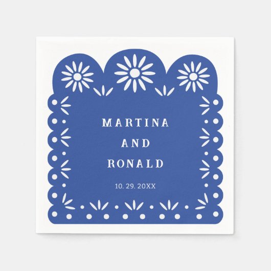 Blue MEXICAN PAPEL PICADO Servet (Voorkant)