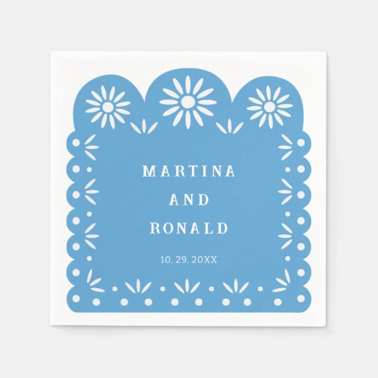 Blue MEXICAN PAPEL PICADO Servet (Voorkant)