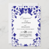 Blue Mexican Talavera Engagement Party Kaart (Voorkant)