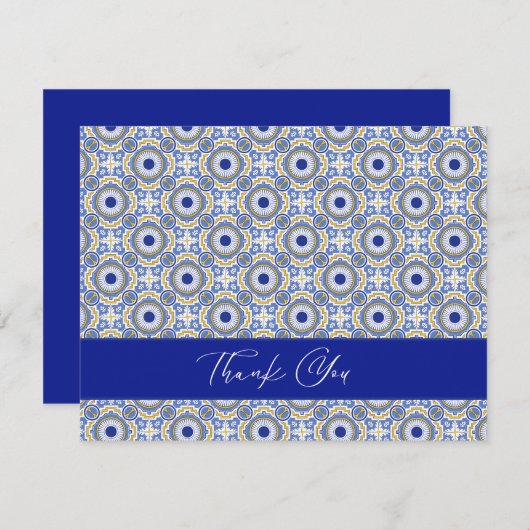Blue Mexican Talavera Spaans Weddenschap Dank je Bedankkaart (Voorkant / Achterkant)