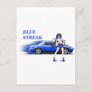 Blue Miata - met een animerend meisje Briefkaart
