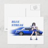 Blue Miata - met een animerend meisje Briefkaart (Voorkant / Achterkant)