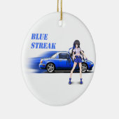 Blue Miata - met een animerend meisje Keramisch Ornament (Rechts)