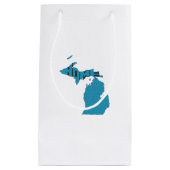 Blue Michigan Home Word Art Gift Bag Klein Cadeauzakje (Voorkant)