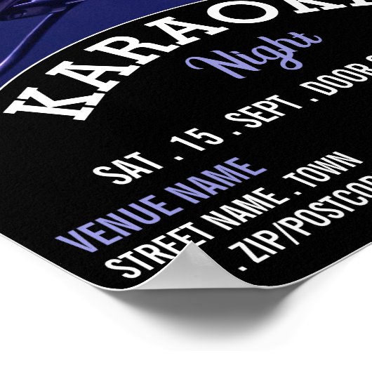 Blue Microphone, Karaoke Event Adverteren Poster (Hoek)