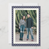 Blue Mid Century Geometric Hanukkah Large Photos Feestdagenkaart (Voorkant)