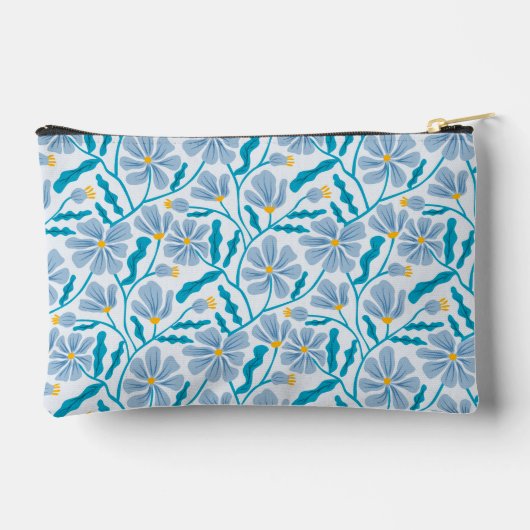Blue Mid-Century Modern Floral Pattern Etui (Achterkant)