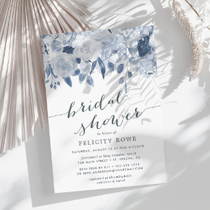 Blue Midzomer Floral   Bridal Shower-uitnodiging Kaart