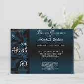 Blue Milestone 50th Birthday Party Invitation Kaart (Staand voorkant)