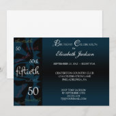 Blue Milestone 50th Birthday Party Invitation Kaart (Voorkant / Achterkant)