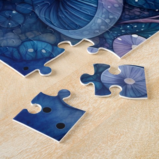 Blue Milk Mushroom Waterverf Art Legpuzzel (Zijkant)