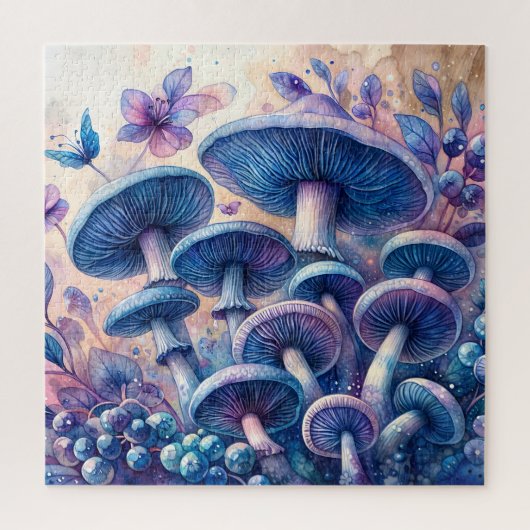 Blue Milk Mushroom Waterverf Art Legpuzzel (Verticaal)