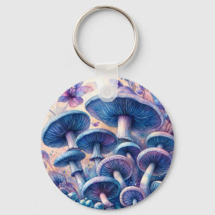 Blue Milk Mushroom Waterverf Art Sleutelhanger