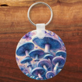 Blue Milk Mushroom Waterverf Art Sleutelhanger (Voorkant)