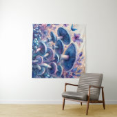 Blue Milk Mushroom Waterverf Art Wandkleed (In Situ (horizontaal))