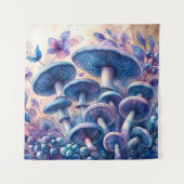 Blue Milk Mushroom Waterverf Art Wandkleed (Voorkant)