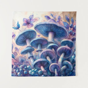 Blue Milk Mushroom Waterverf Art Wandkleed