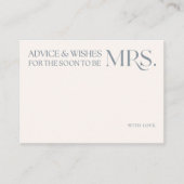 Blue Minimal Bridal Shower Advice and Wishes Informatiekaartje (Voorkant)