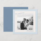 Blue Minimal Photo Wedding Save the Date Kaart (Voorkant / Achterkant)
