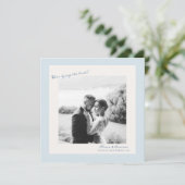 Blue Minimal Photo Wedding Save the Date Kaart (Staand voorkant)