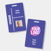 Blue Minimal Sponsor Event ID Badge (Voor- en achterkant)