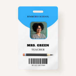 Blue Minimal Teacher ID Kaart Badge