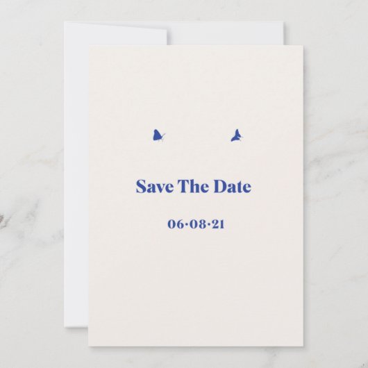 Blue Minimal Wedding Invitation | Elegant en eenvo Kaart (Achterkant)