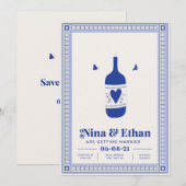 Blue Minimal Wedding Invitation | Elegant en eenvo Kaart (Voorkant / Achterkant)
