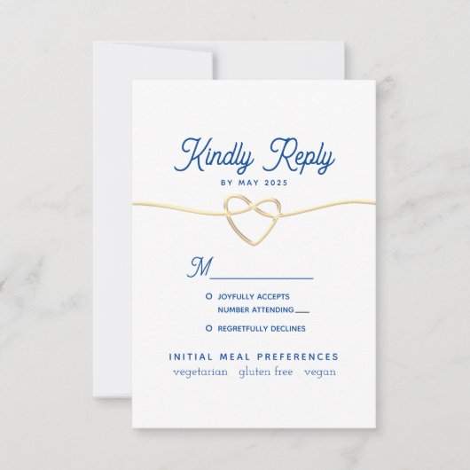 Blue Minimal Wedding RSVP-kaart RSVP Kaartje (Voorkant)