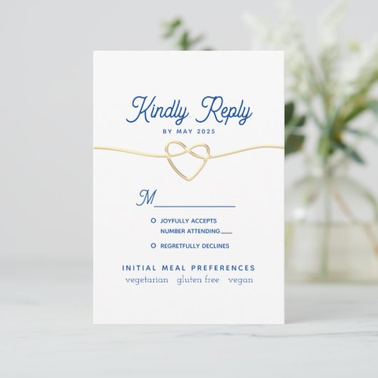 Blue Minimal Wedding RSVP-kaart RSVP Kaartje (Staand voorkant)