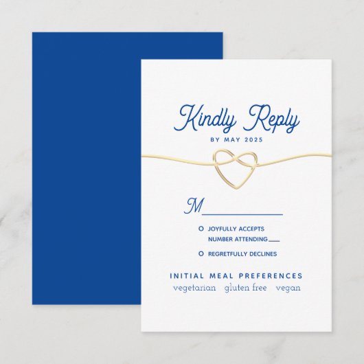 Blue Minimal Wedding RSVP-kaart RSVP Kaartje (Voorkant / Achterkant)