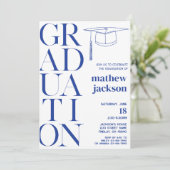 Blue Minimalist '24 Graduation Party Personaliseer Kaart (Staand voorkant)