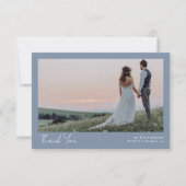 Blue Minimalist 2 Photo Calligraphy Wedding Bedankkaart (Voorkant)