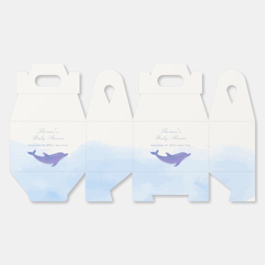 Blue Minimalist Boho Ocean Dolphin Baby shower Bedankdoosjes (Ongevouwen)