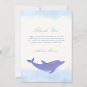 Blue Minimalist Boho Ocean Dolphin Baby shower Bedankkaart (Voorkant)