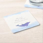Blue Minimalist Boho Ocean Dolphin Baby shower Kartonnen Onderzetters (Schuin)