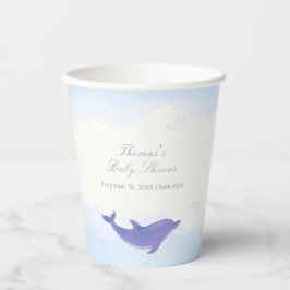 Blue Minimalist Boho Ocean Dolphin Baby shower Papieren Bekers